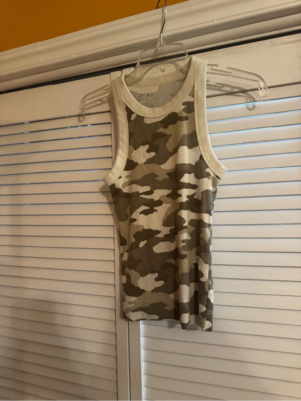 aerie Olive & Cream Camo Ribbed Tank